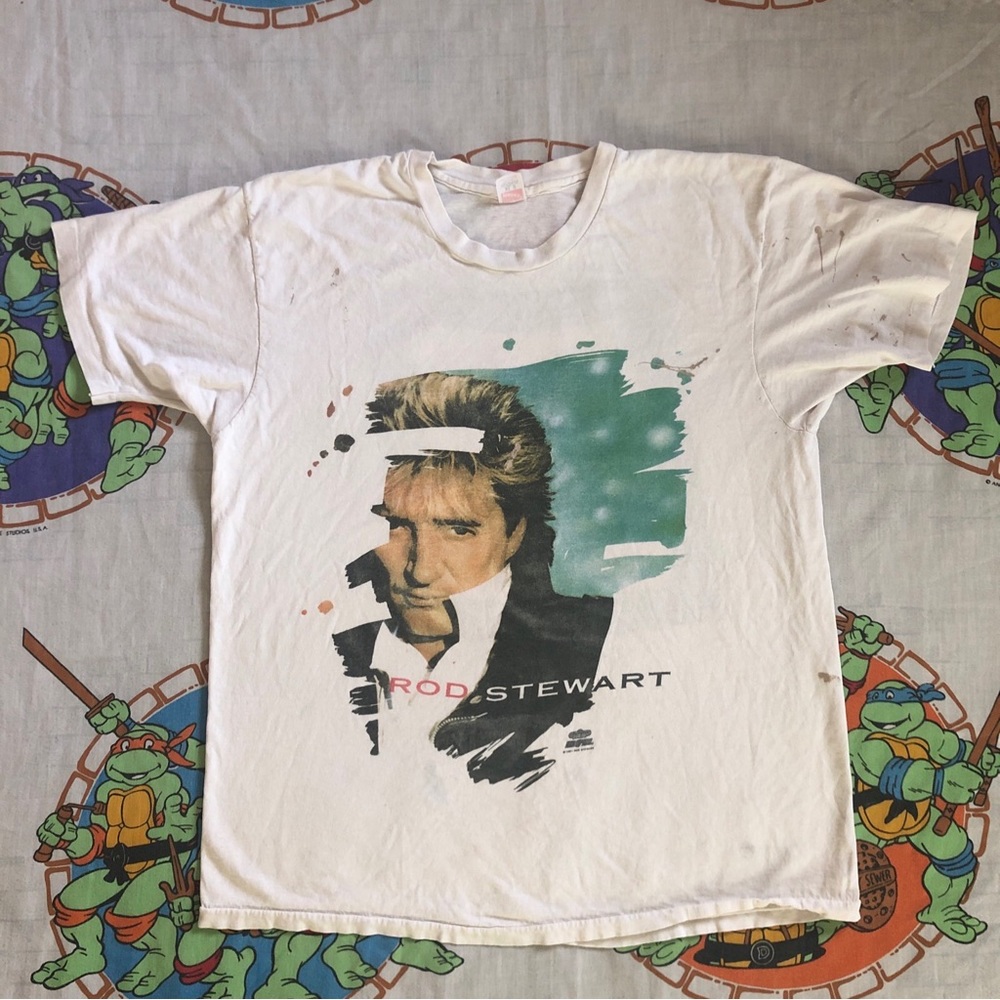 Vintage 91 Single Stitch Rod Stewart Vagabond Heart T Shirt Mens XL Made In USA